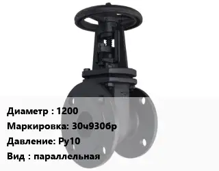 Задвижка чугунная 1200 30ч930бр Ру10 параллельная